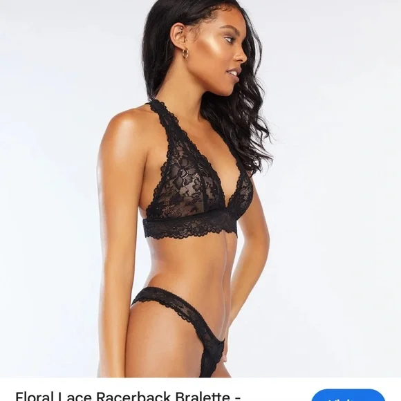 Savage X Fenty Black Lace Bralette and Panty Set NWT S/XS - Picture 3 of 11